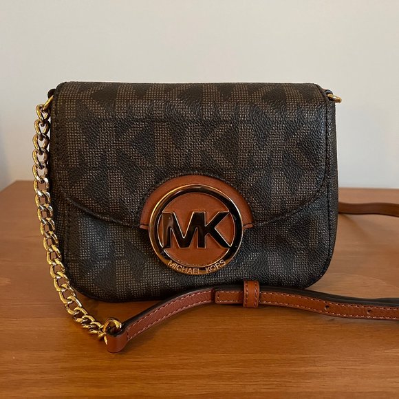 Michael Kors Classic Brown Monogram Flap Crossbody - Picture 1 of 3